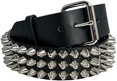 Funk Plus Grade A Three Row Pyramid Stud Belt Made In USA Genuine